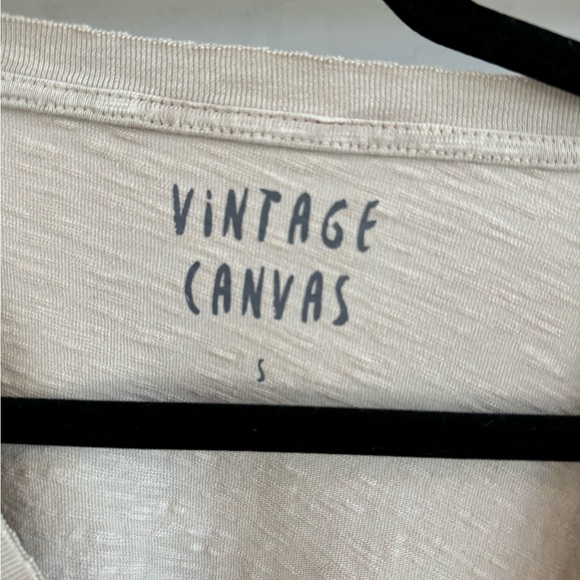 Vintage Canvas Low-Key Life Cropped Split-Neck Raw-Edge Tee Size Small - Picture 4 of 5